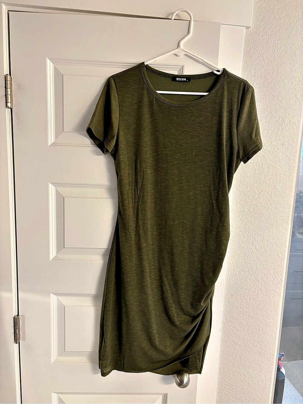 Olive Ruched Mini Dress Like New